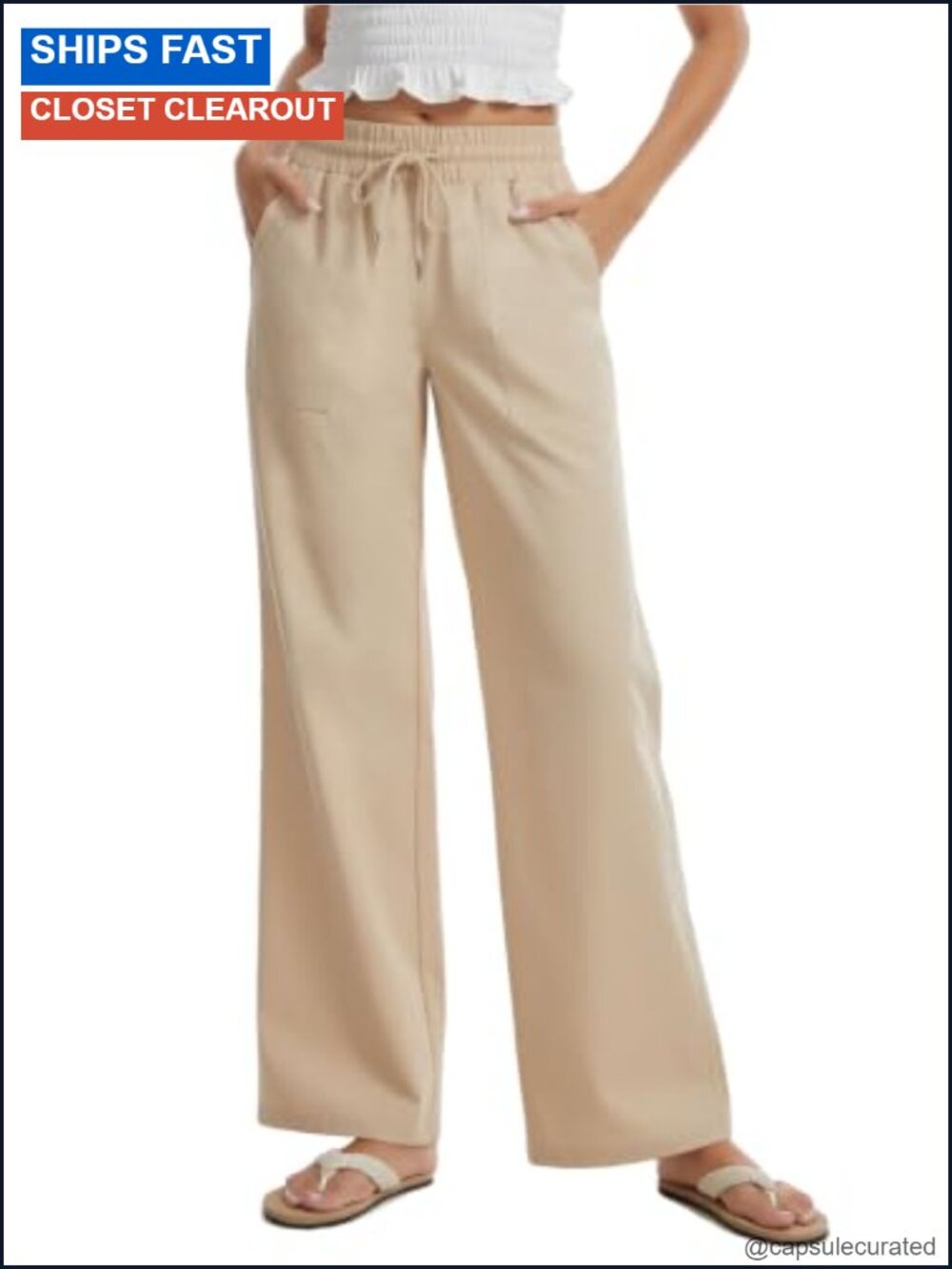 Wide Leg Linen Pants for Tall Women 30"-36" Inseam Beach Casual